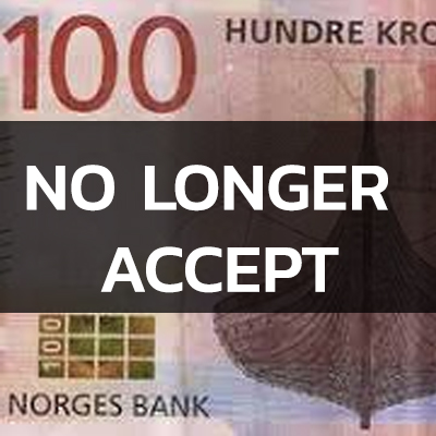 no longer accept NORWEGIAN KRONE (NOK)